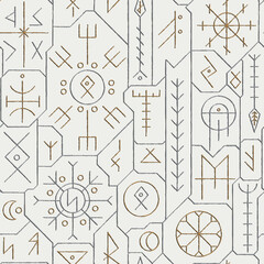 Viking runes seamless pattern - 519506241