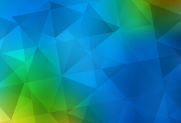 Light Blue, Green vector shining triangular background.