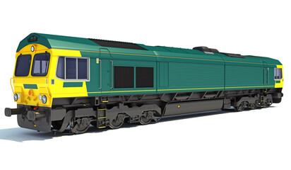 Locomotive Train 3D rendering on white background