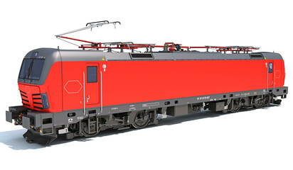 Locomotive Train 3D rendering on white background