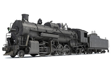 Fototapeta na wymiar Steam locomotive with Coal Tender 3d rendering on a white background