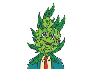 Сannabis bud with face, Marijuana Leaf Cartoon Character, Cute happy marijuana weed bud, Green funny cartoon Weed Bud, Cannabis character, Weed man illustration,