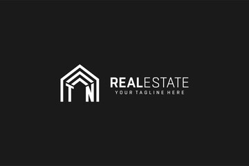 Letter TN house roof shape logo, creative real estate monogram logo style