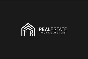 Letter TR house roof shape logo, creative real estate monogram logo style - obrazy, fototapety, plakaty