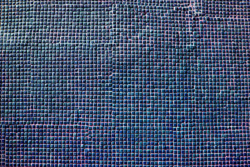 Close up of blue ceramic tiles on historical wall