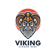 Vector Logo Illustration Viking Simple Mascot Style.