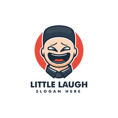 Vector Logo Illustration Little Laugh Mascot Cartoon Style.