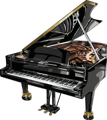 piano isolated on white background for poster, t-shirt print, business element, social media content, blog, sticker, vlog, and card. vector illustration. © wendy