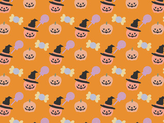 ジャックオランタン　シームレス　パターン　イラスト