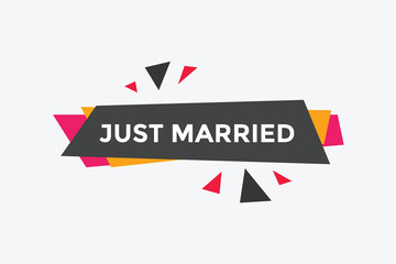 Just married Colorful label sign template. Just married symbol web banner
