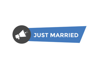 Just married Colorful label sign template. Just married symbol web banner
