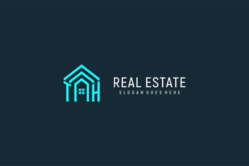 Initial letter TH roof logo real estate with creative and modern logo style - obrazy, fototapety, plakaty