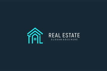 Initial letter TL roof logo real estate with creative and modern logo style