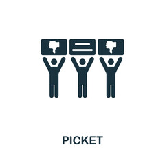 Picket icon. Monochrome simple line Protest icon for templates, web design and infographics