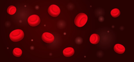 Red Blood Cells on Dark Background. Vector