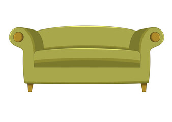 Green sofa isolated on white
