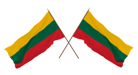 Background, 3D render for designers, illustrators. National Independence Day. Flags Lithuania and Lithuania