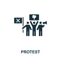 Protest icon. Monochrome simple line Protest icon for templates, web design and infographics