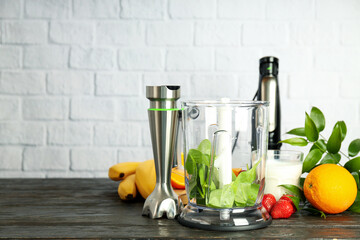 Concept of cooking tasty food with blender