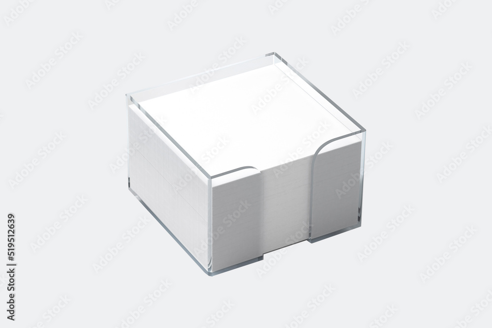 Poster white note about the isolated empty cube block. mockup. 3d rendering.