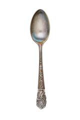 Metal oxidized dessert spoon, cut out, photo stacking