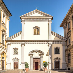Fototapeta na wymiar View at the Church of Saint Cristoforo in the streets of Vercelli - Italy