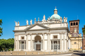 View at the Cathedral of Saint Eusebio in the streets of Vercelli - Italy