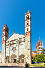 View at the Basilica of Saint Andrea in the streets of Vercelli - Italy