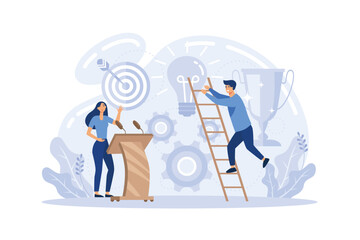 Business project start up process, start up idea launching, project management, start up launch teamwork