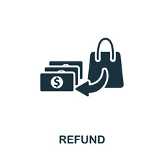 Refund icon. Monochrome simple line Retail icon for templates, web design and infographics