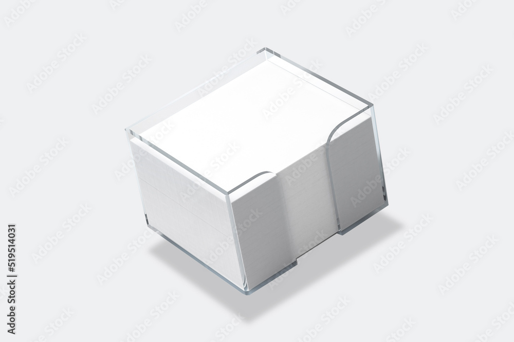 Poster white note about the isolated empty cube block. mockup. 3d rendering.