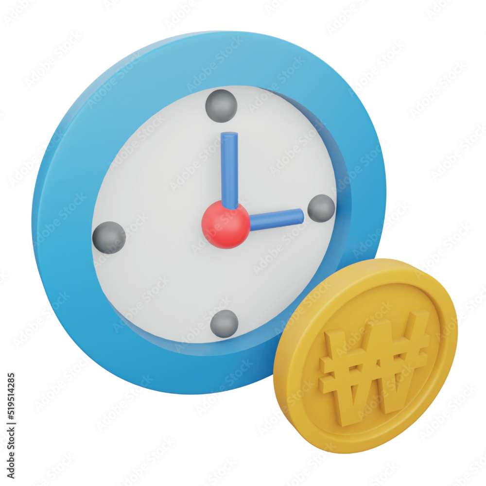 Poster won time 3d rendering isometric icon.