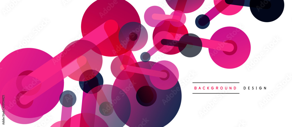 Poster line points connections geometric abstract background. circles connected by lines. trendy techno bus