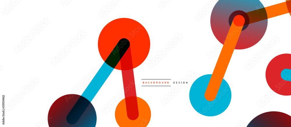 Poster line points connections geometric abstract background. circles connected by lines. trendy techno bus