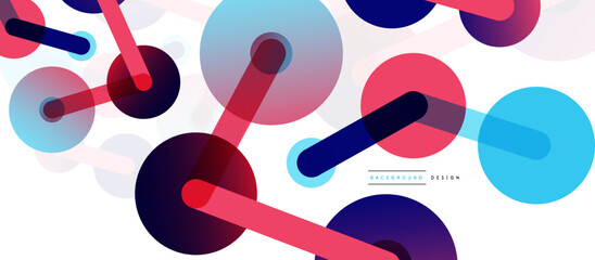 Abstract background. Round dots connected by lines. Trendy techno business template for wallpaper, banner, background or landing