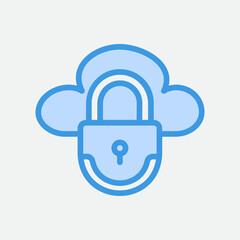 Padlock icon in blue style about cloud computing, use for website mobile app presentation