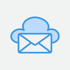 Email icon in blue style about cloud computing, use for website mobile app presentation