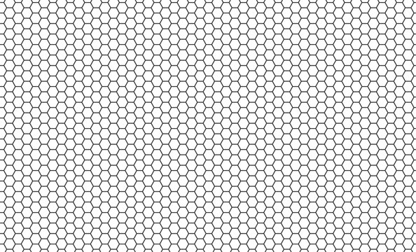 Hexagon honeycomb seamless pattern. Honeycomb grid seamless texture. Hexagonal cell texture. Bee honey hexagon shapes. Vector illustration on white background.