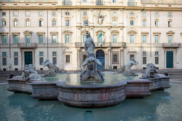 Fontana del Moro (Moor Fountain) located in Piazza Navona, Rome, Italy