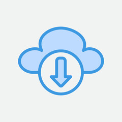 Download icon in blue style about cloud computing, use for website mobile app presentation