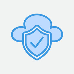 Shield icon in blue style about cloud computing, use for website mobile app presentation