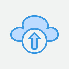 Upload icon in blue style about cloud computing, use for website mobile app presentation