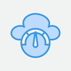 Speedometer icon in blue style about cloud computing, use for website mobile app presentation