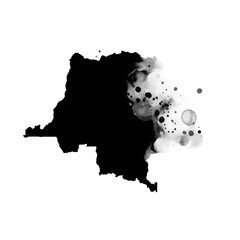 Black artistic country map- form mask on white background. Democratic Republic of the Congo