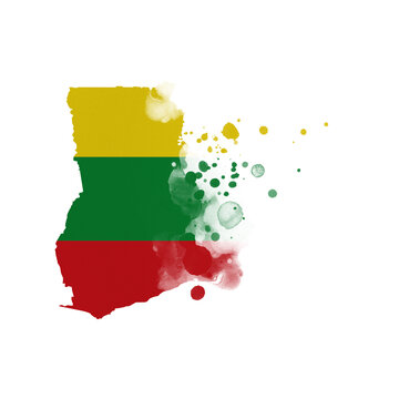 recommend clip art: Sublimation background country map- form on white background. Artistic shape in colors of national flag. Ghana