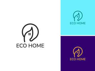 ILLUSTRATION LEAF HOUSE. ECO HOME LOGO MODERN DESIGN VECTOR