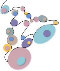 Ovals and circles of pastel colors on a white background.3d.
