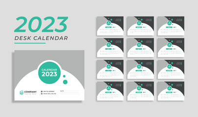 Naklejka premium Modern new year calendar template, Set Desk Calendar 2023 template Creative design