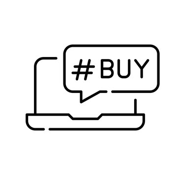 Laptop with buy message on it. Pixel perfect, editable stroke line icon