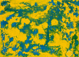 Acrylic fluid art abstract blue and yellow